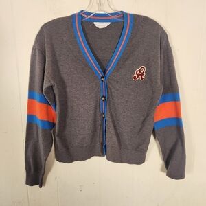 Rockets Of Awesome Gray Blue Orange Letterman A Cardigan Size 14